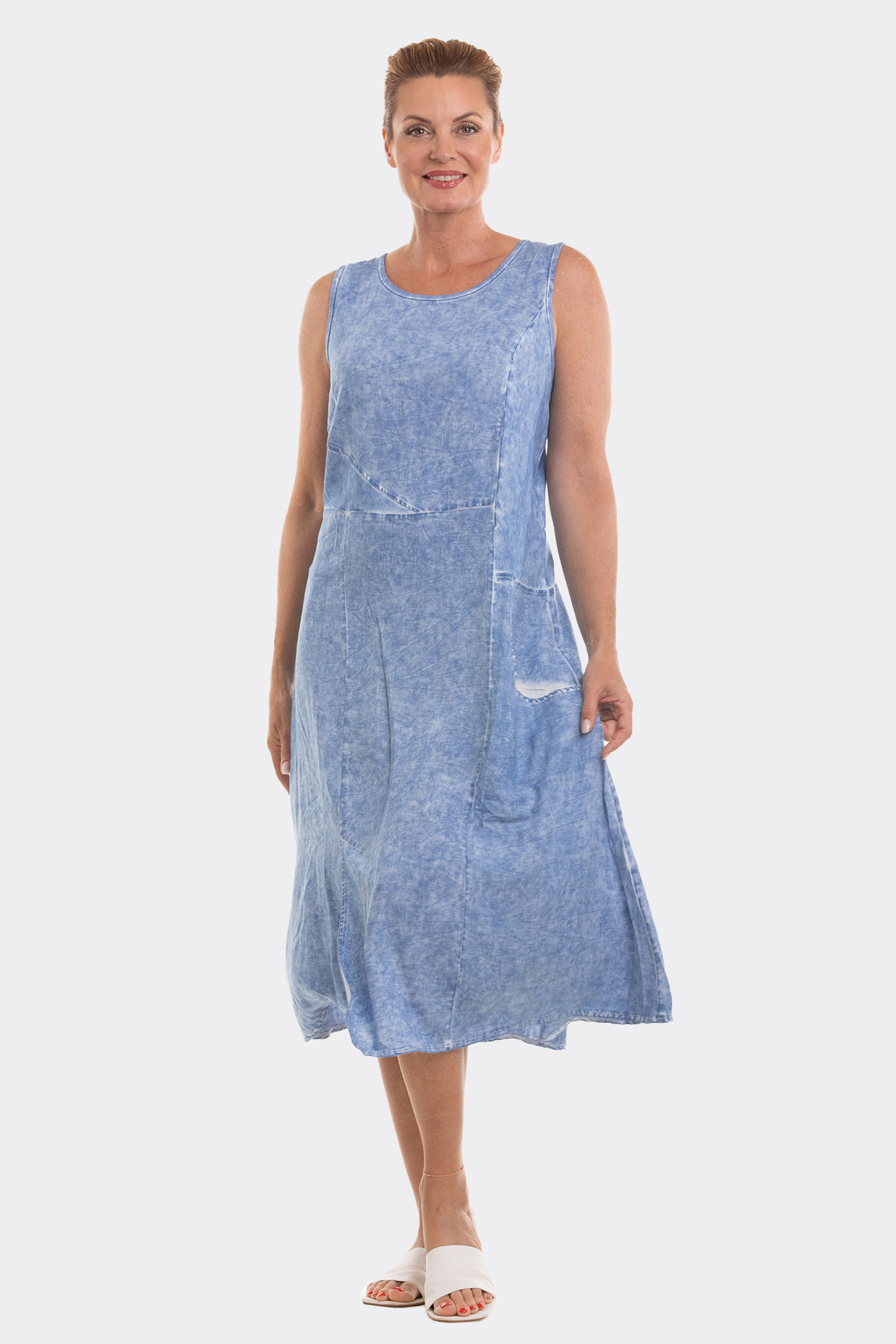 Sleeveless Spliced Midi Dress Blue 61786 CC37107 2