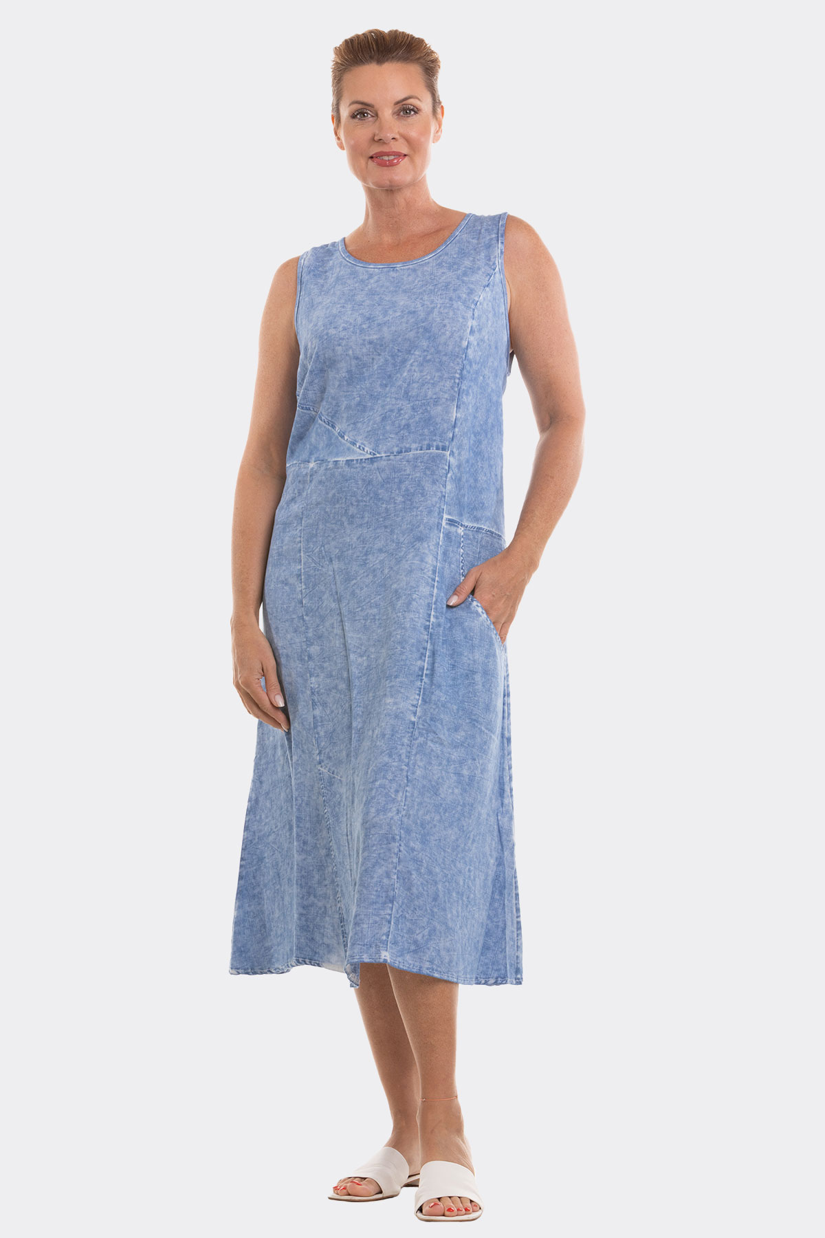 Sleeveless Spliced Midi Dress Blue 61786 CC37107