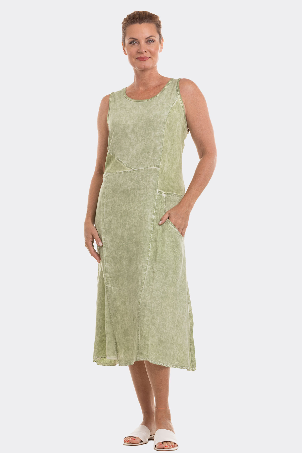 Sleeveless Spliced Midi Dress Green 61786 CC37107
