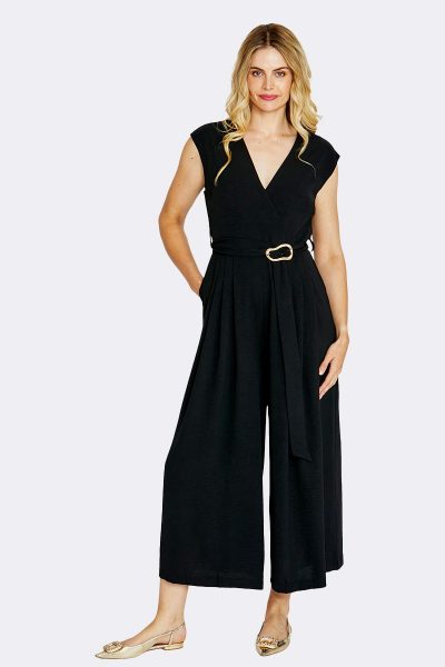 Sleeveless Wrap Jumpsuit Black P615901 CC37487 front 2