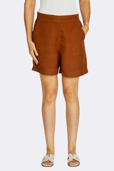 Stitch Hem Detail Short Coffee P615801 CC37528 front