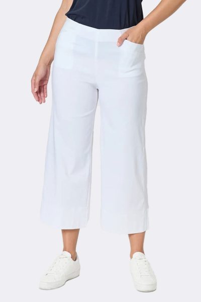 Wide Leg Pull On Pant White 50018 CC37298 front