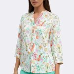3 4 Sleeve V Neck Shirt Coral Antonila CC37112
