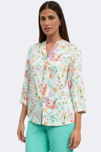 3 4 Sleeve V Neck Shirt Coral Antonila CC37112