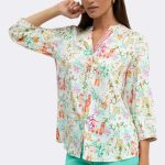 3 4 Sleeve V Neck Shirt Coral Antonila CC37112 front