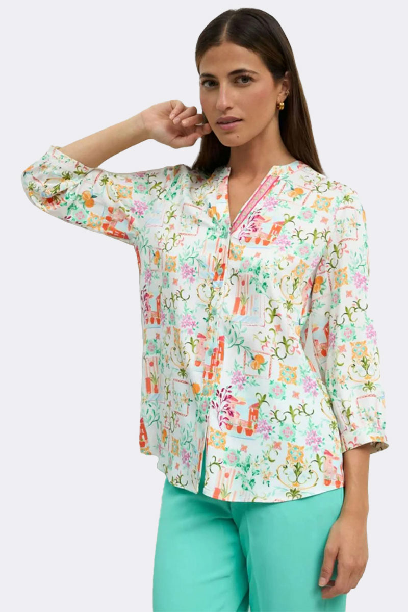 3 4 Sleeve V Neck Shirt Coral Antonila CC37112 front
