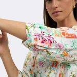 3 4 Sleeve V Neck Shirt Coral Antonila CC37112=sleeve