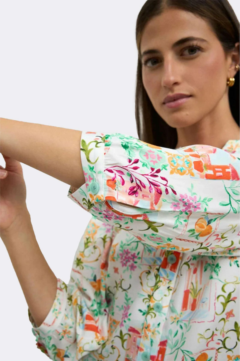 3 4 Sleeve V Neck Shirt Coral Antonila CC37112=sleeve