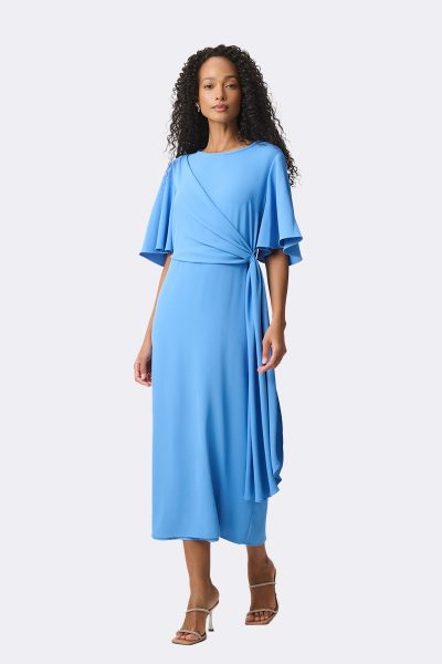 Bell Sleeve Draped Dress Cornflower 271754 CC37690 angle