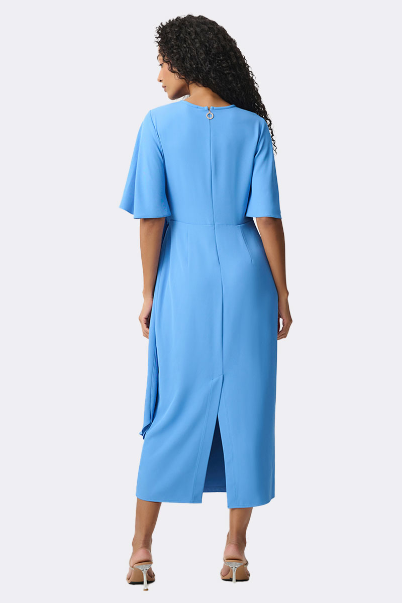 Bell Sleeve Draped Dress Cornflower 271754 CC37690 back