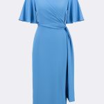 Bell Sleeve Draped Dress Cornflower 271754 CC37690 dress