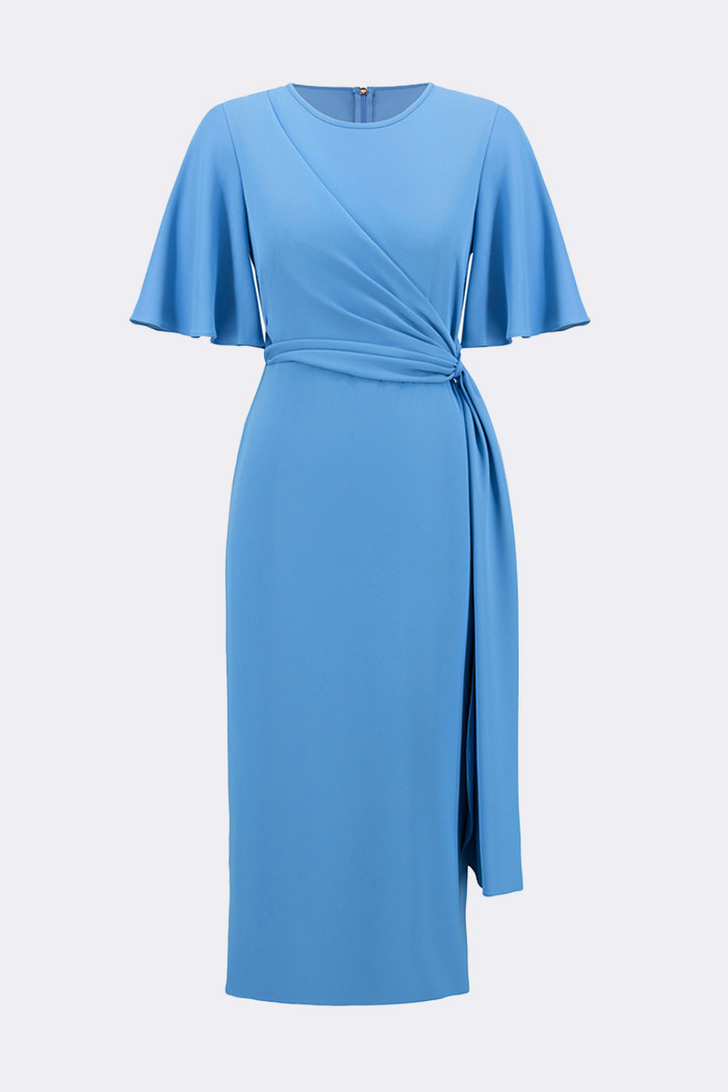 Bell Sleeve Draped Dress Cornflower 271754 CC37690 dress