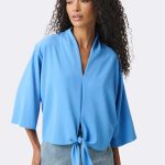 Boxy Front Tie Top Cornflower 271030 CC37706 front2