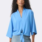 Boxy Front Tie Top Cornflower 271030 CC37706. frontjpg