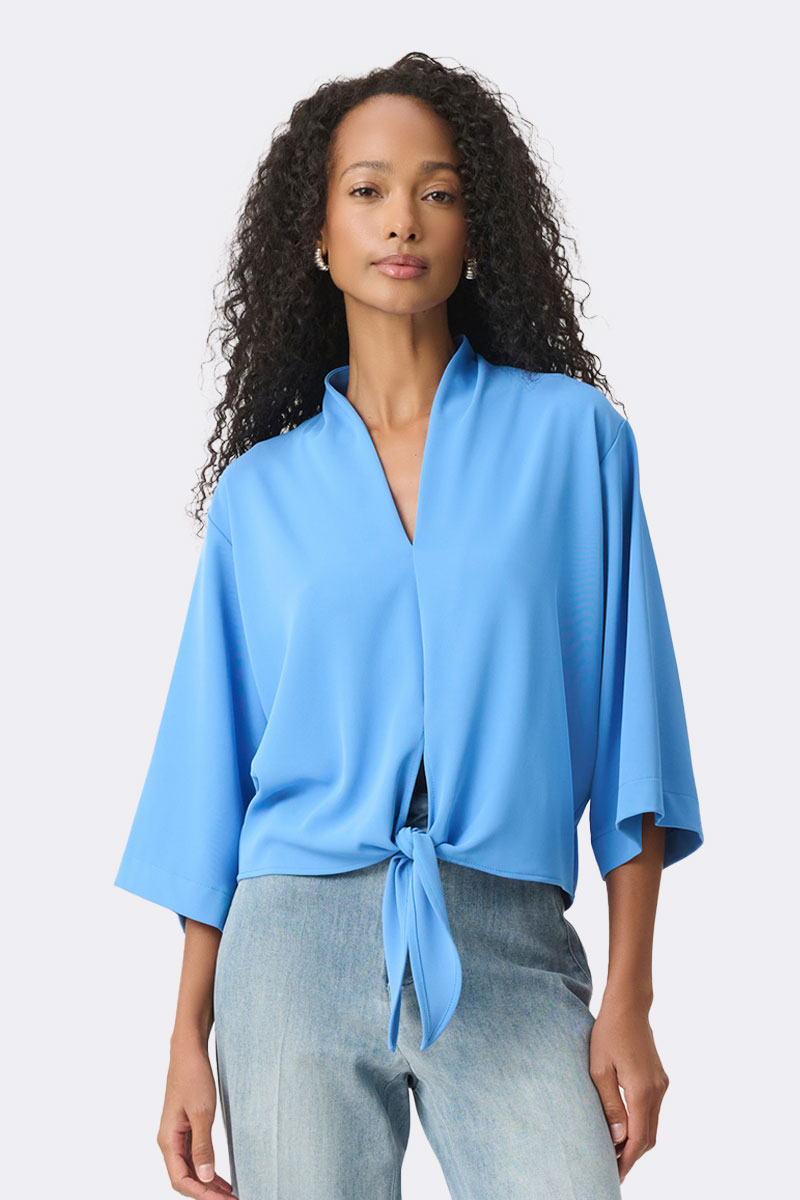 Boxy Front Tie Top Cornflower 271030 CC37706. frontjpg