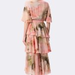 Chiffon Fit Flare Dress Apricot 271746 CC37694 back