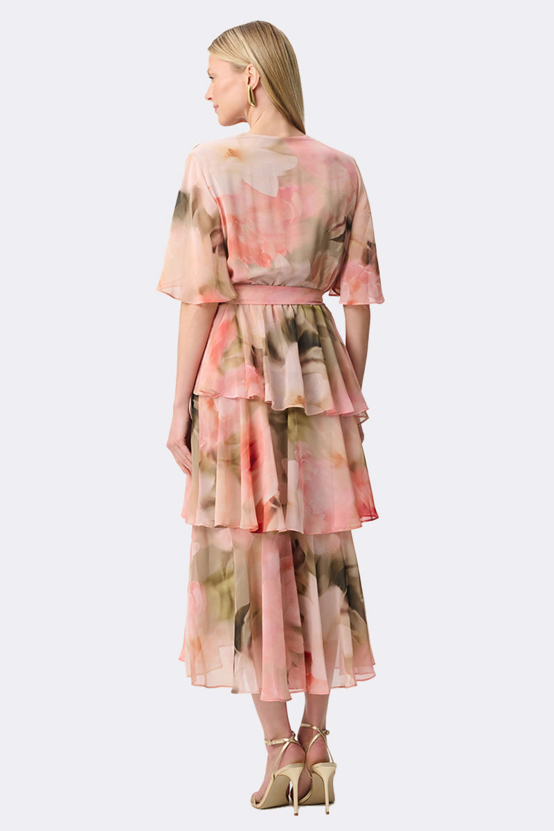 Chiffon Fit Flare Dress Apricot 271746 CC37694 back