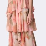 Chiffon Fit Flare Dress Apricot 271746 CC37694 close