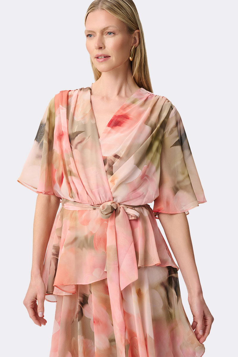 Chiffon Fit Flare Dress Apricot 271746 CC37694 close up
