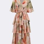 Chiffon Fit Flare Dress Apricot 271746 CC37694 dress