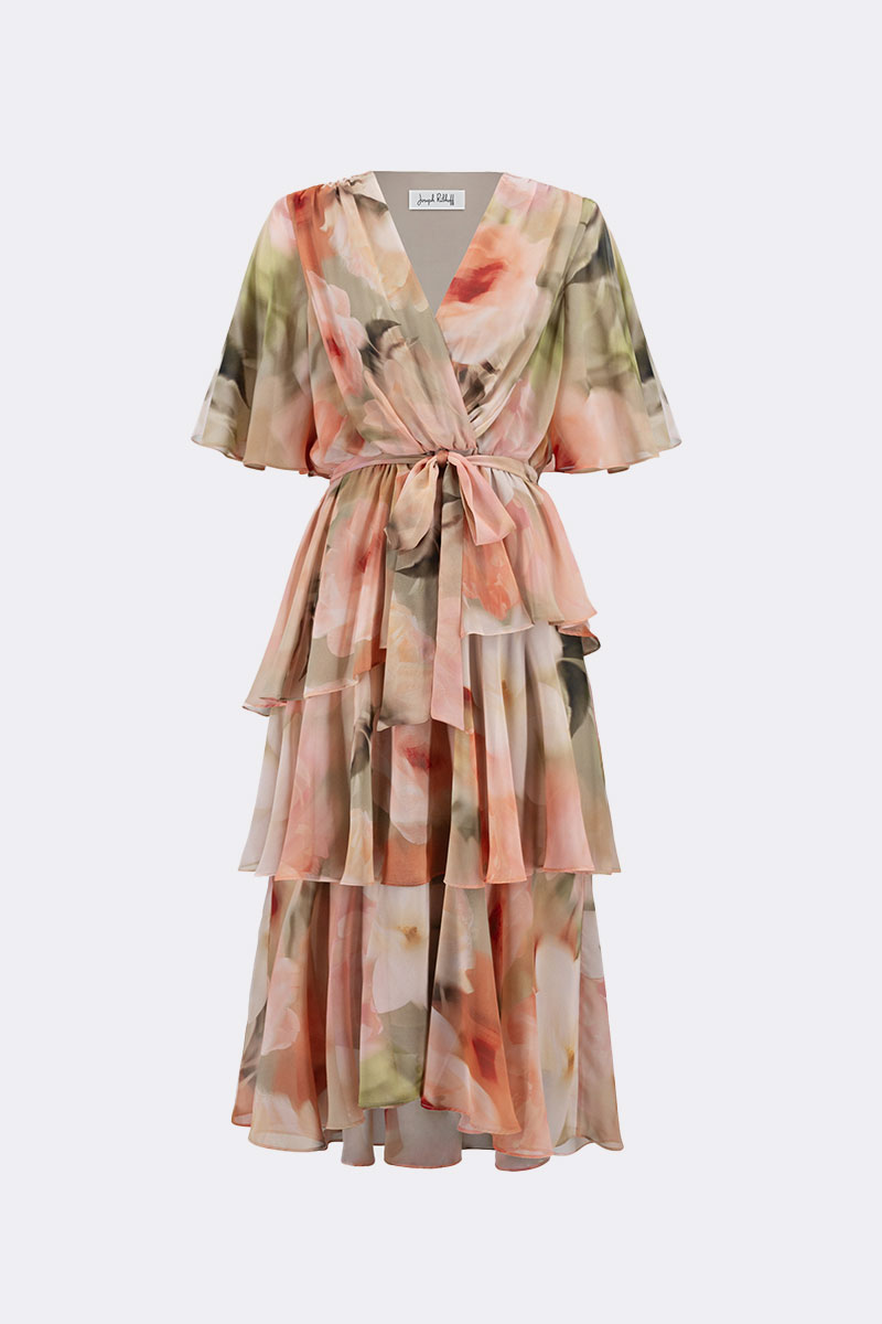 Chiffon Fit Flare Dress Apricot 271746 CC37694 dress