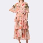 Chiffon Fit Flare Dress Apricot 271746 CC37694 front