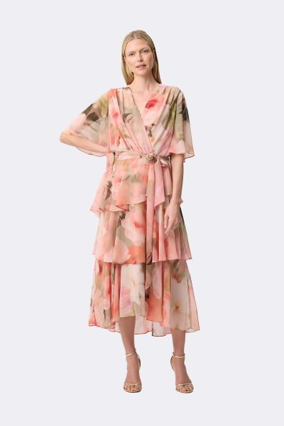 Chiffon Fit Flare Dress Apricot 271746 CC37694 front