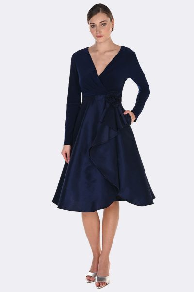 Crossover Tafeta Dress Indigo 269194 CC37714 front