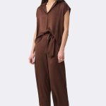 Crush Satin Culotte Pants Mahogany 271004 CC37710 full