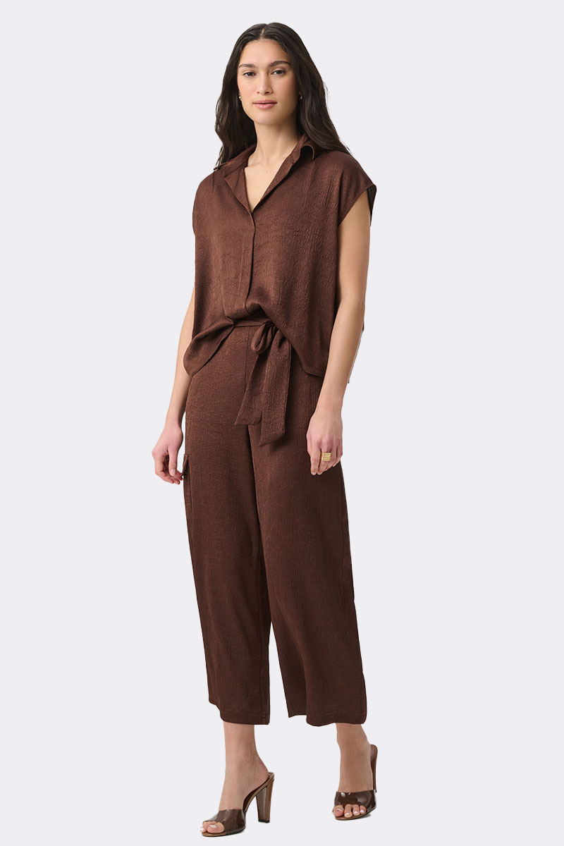 Crush Satin Culotte Pants Mahogany 271004 CC37710 full