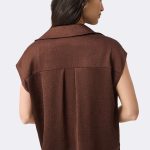 Crushed Dolman Sleeve Top Mahogany 271003 CC37685 BACK