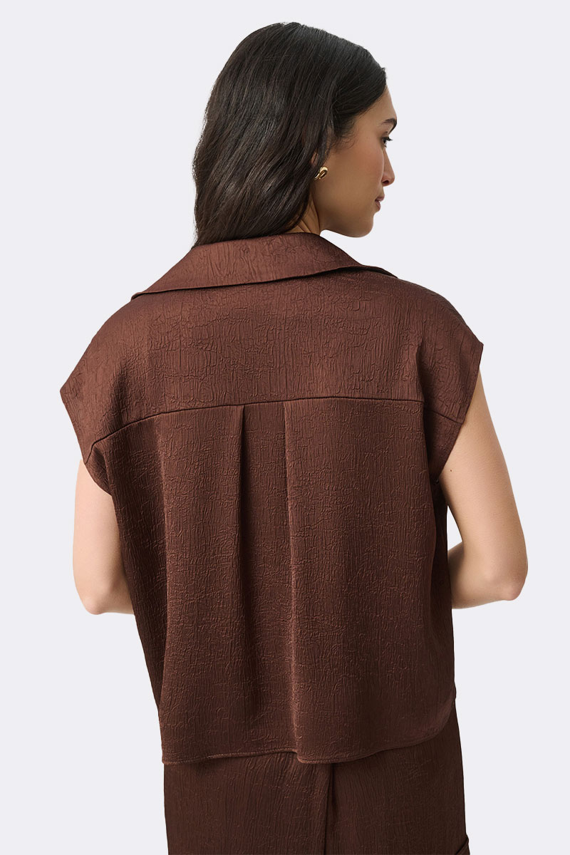 Crushed Dolman Sleeve Top Mahogany 271003 CC37685 BACK