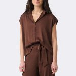 Crushed Dolman Sleeve Top Mahogany 271003 CC37685 front 2