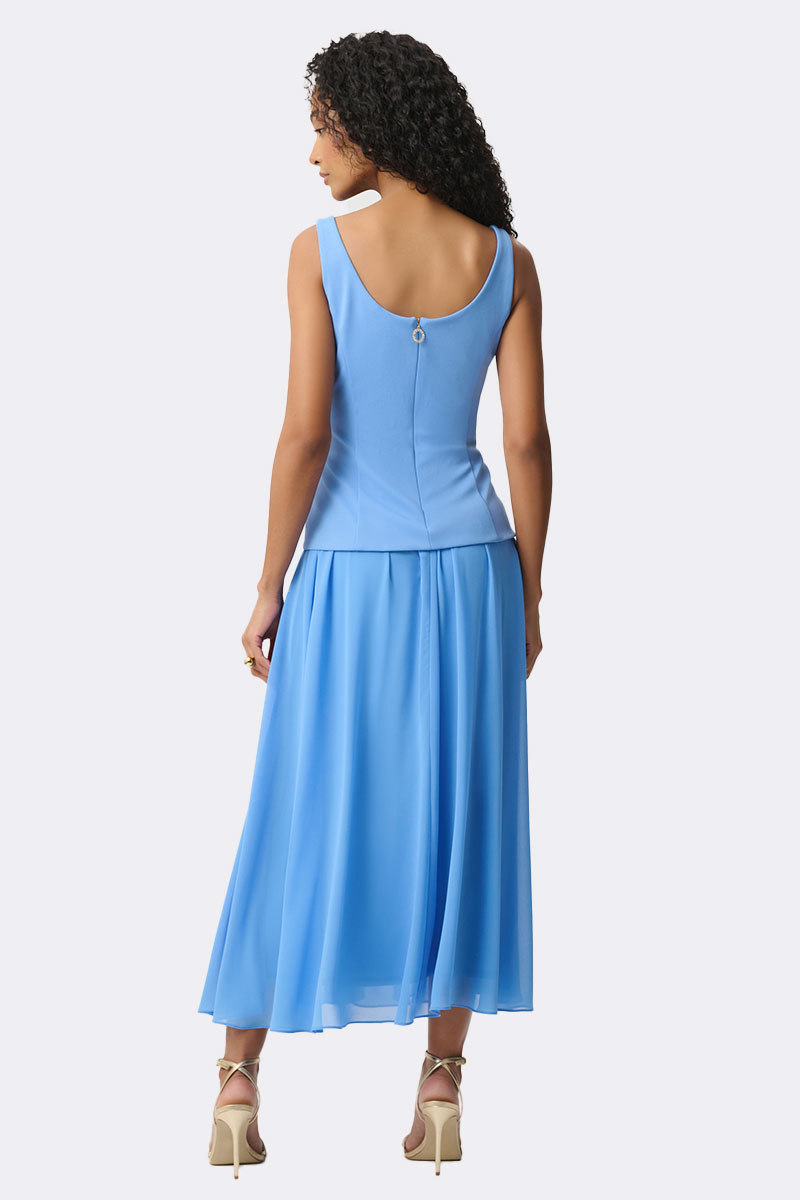 Drop Waist Chiffon Dress Cornflower 271725 CC37712 back