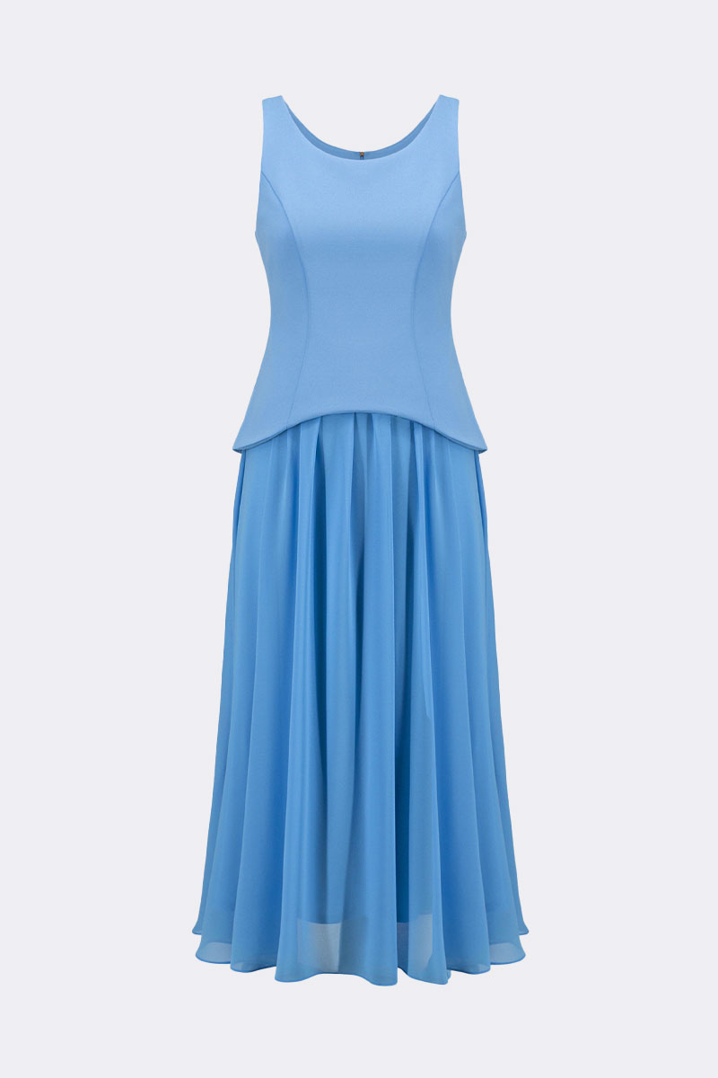 Drop Waist Chiffon Dress Cornflower 271725 CC37712 dress