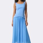 Drop Waist Chiffon Dress Cornflower 271725 CC37712 front