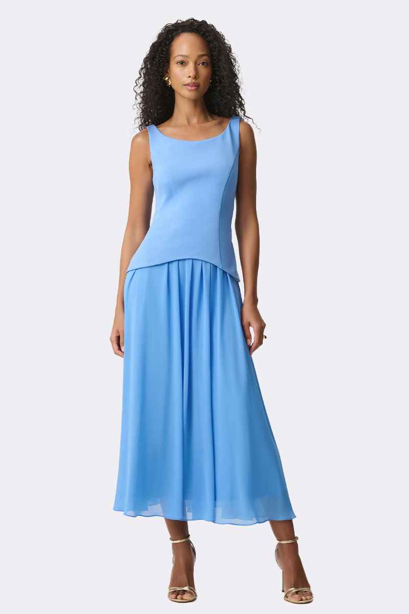 Drop Waist Chiffon Dress Cornflower 271725 CC37712 front