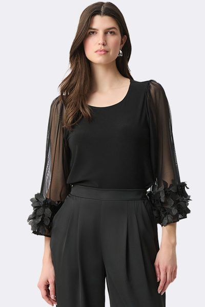Embellished Bell Sleeve Top Black 264189 CC37681 front