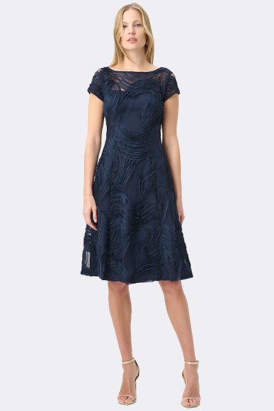 Embroidered Fit and Flare Dress Midnight 264720 CC37682 frnt