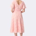 Embroidered Mesh Fit Flare Dress Peach 271767 CC37713 back