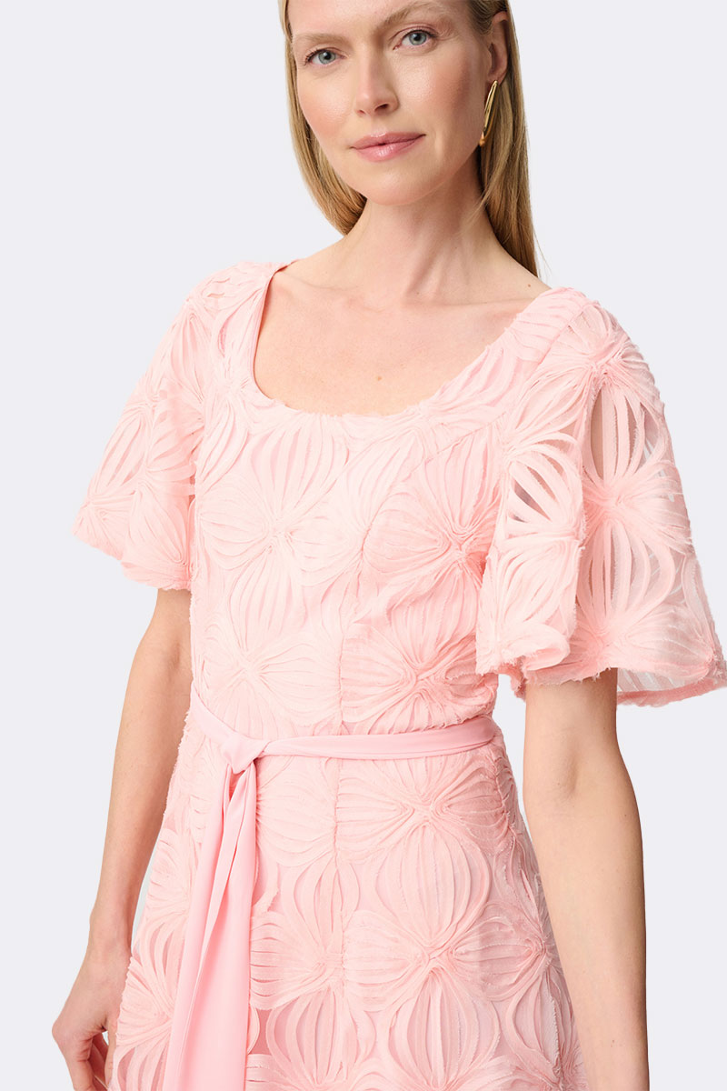 Embroidered Mesh Fit Flare Dress Peach 271767 CC37713 detail