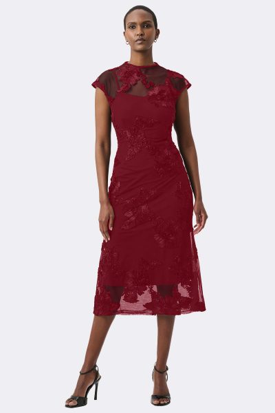 Embroidered Trumpet Dress Cherry 264143 CC37664 fron redot
