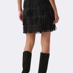 Faux Suede Fringe Skirt Black 264918 CC37669 back