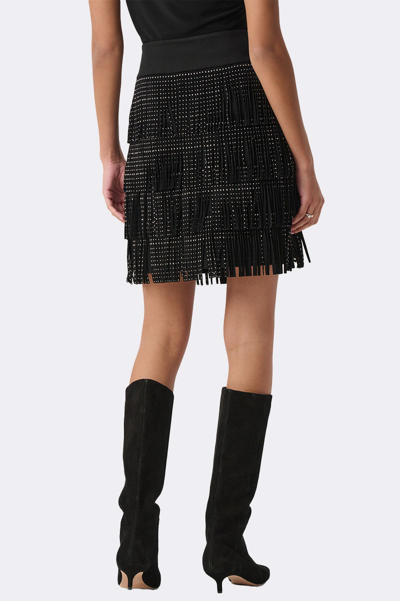Faux Suede Fringe Skirt Black 264918 CC37669 back