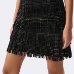 Faux Suede Fringe Skirt Black 264918 CC37669 side