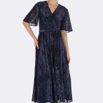 Frill Sleeve Wrap Dress with Belt Blue 269286 CC37432 front