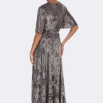 Frill Sleeve Wrap Dress with Belt Brown 269286 CC37432 back