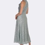 Halter Cowl Neck Sequin Dress Sage 269222 CC37433 back