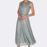 Halter Cowl Neck Sequin Dress Sage 269222 CC37433 front