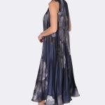 Halter Pleated Midi Dres Navy Grey 269330 CC37435 back